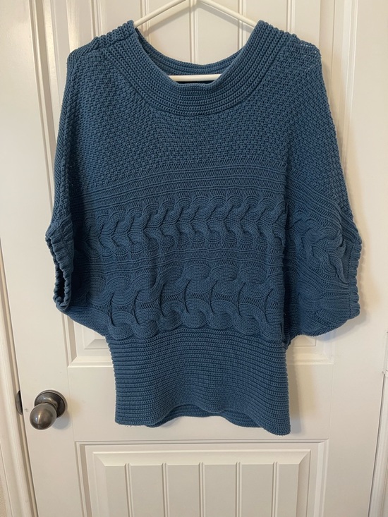 Elle Sweaters - Elle Women’s Large Jade Blue Cable Knit Scoop Neck Sweater Dolman Sleeves